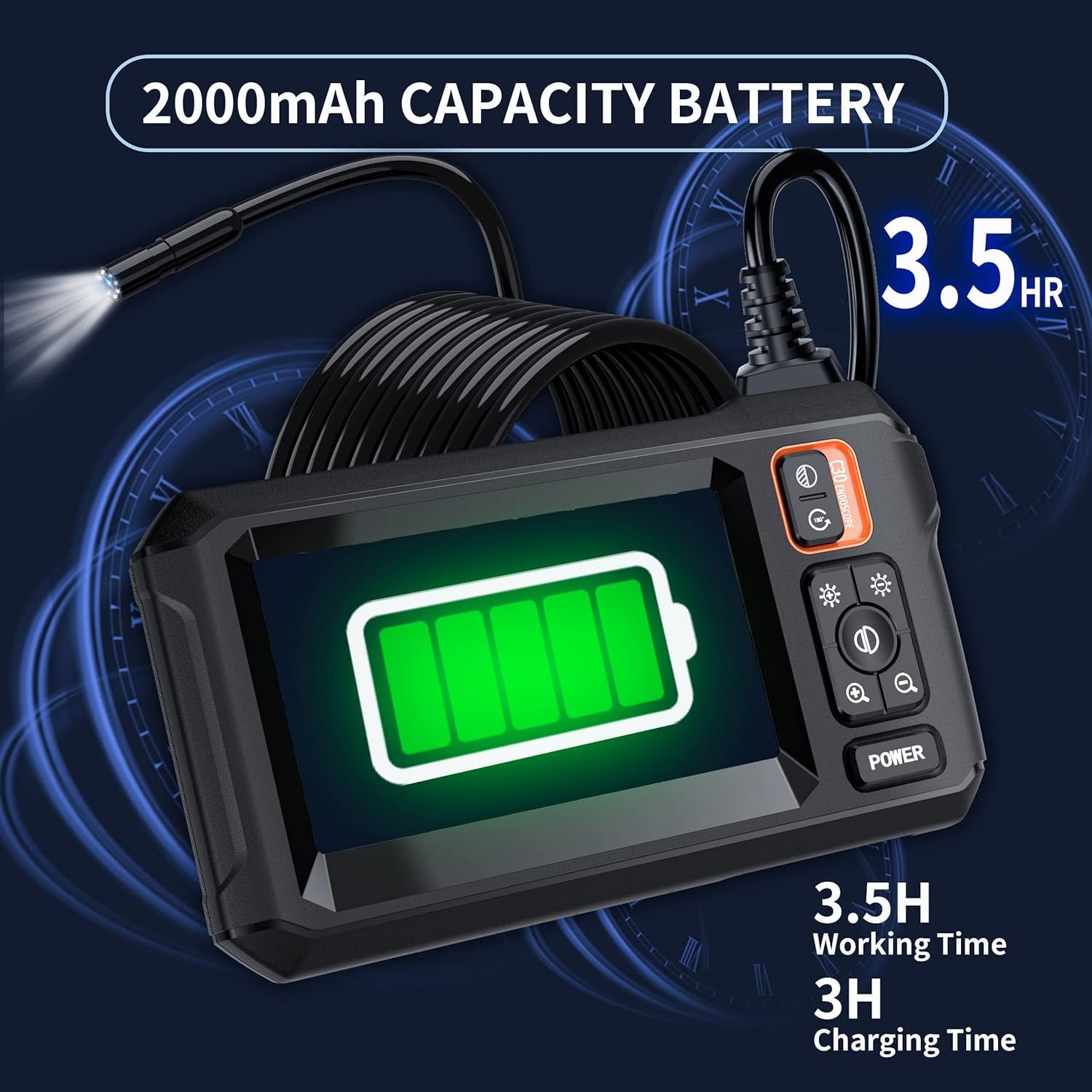 Endoscope Camera with Light, Borescope Camera with 4.3" IPS Screen, 1920P HD ...