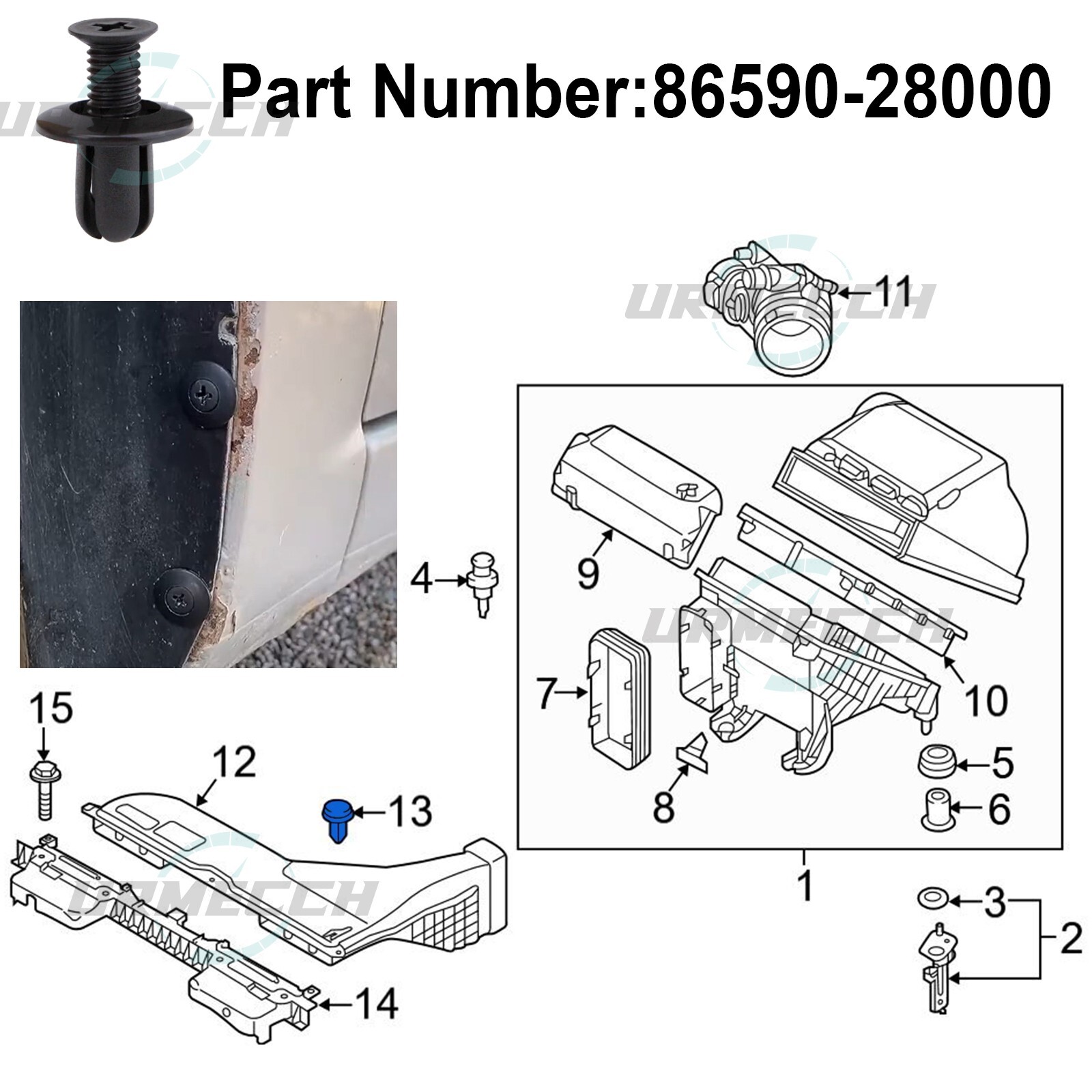 For Hyundai Bolts Body & U-nut Clips - M6 Engine Under Cover Splash Shield Guard