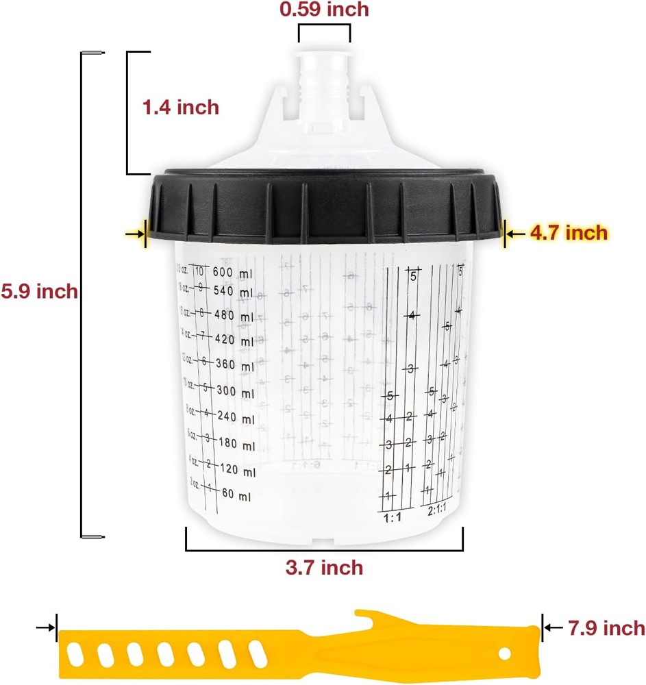 🔥 50 Pack Disposable Paint Spray Gun Cup Liners + Lid System Kit 20oz 600ML Cup