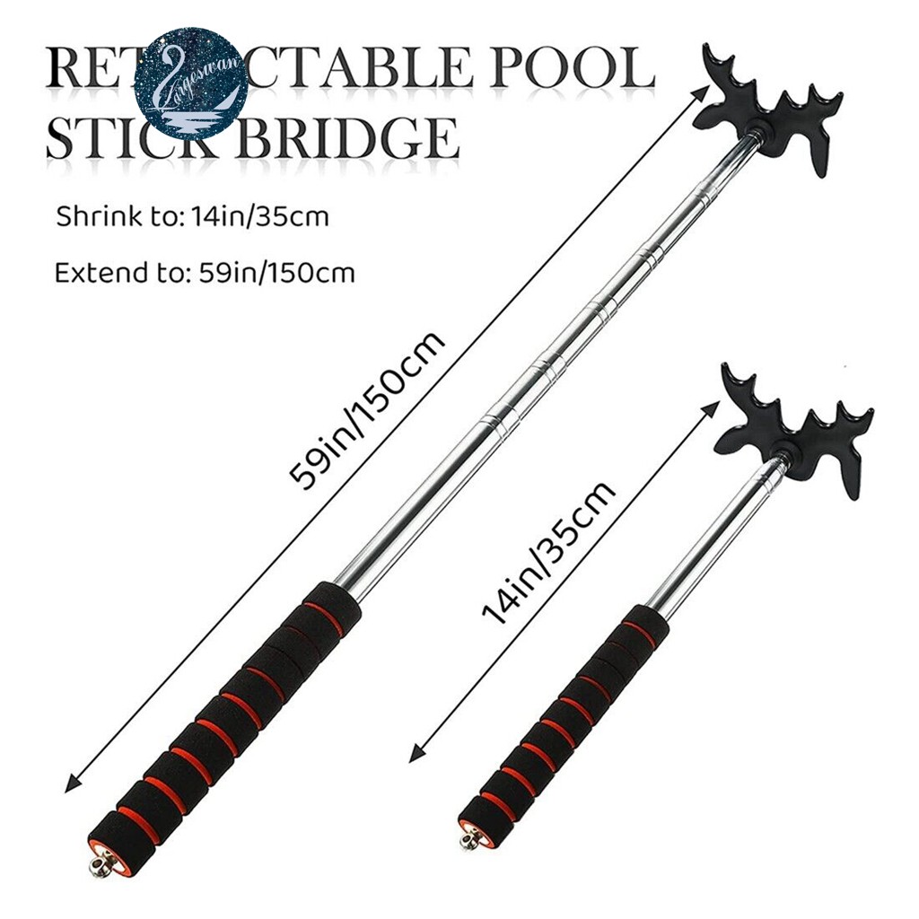 Retractable Billiards Cue Stick Bridge w/Bridge Head Billiard Pool Cue Accessory