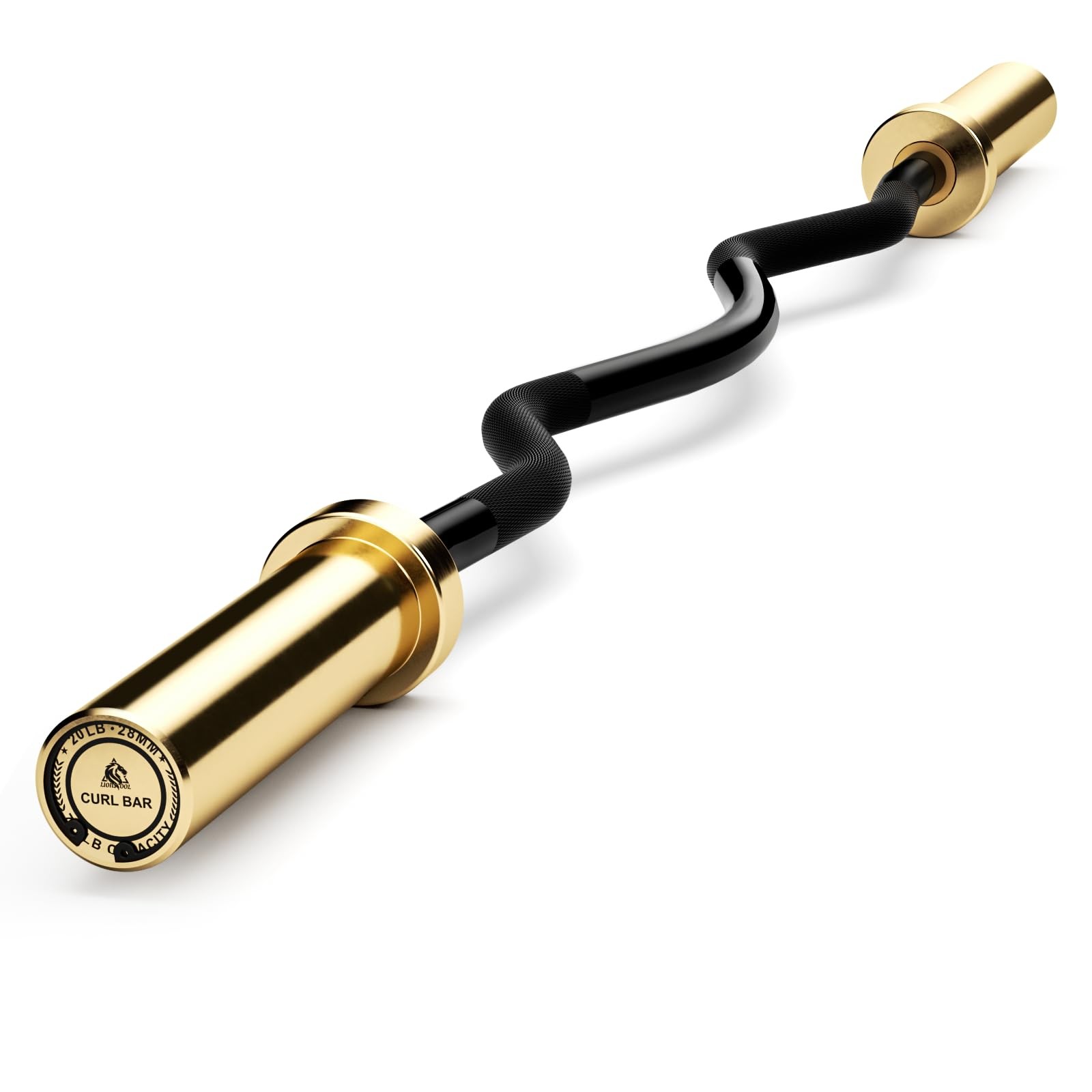 EZ Curl Bar (Golden Titanium Coated Sleeves & Black E-coated Shaft, 700LBS, 2...