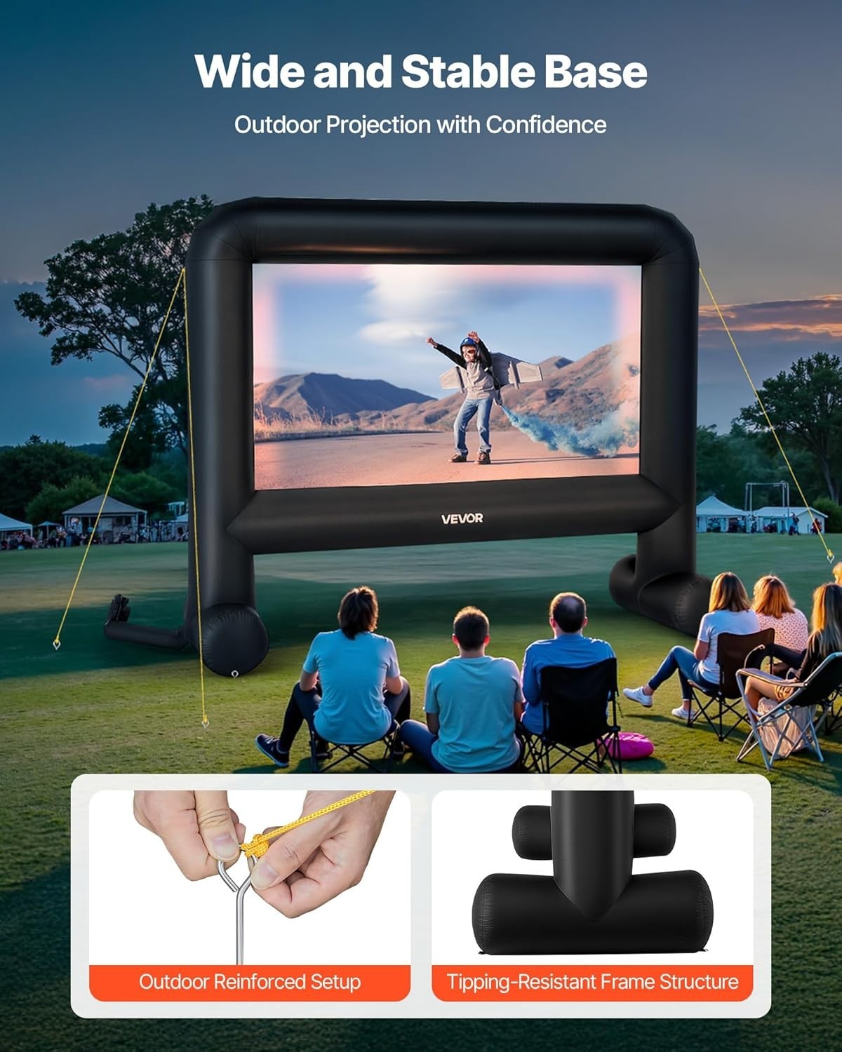 16FT Inflatable Outdoor Movie Screen Projector Screen with Bag - Easy Setup