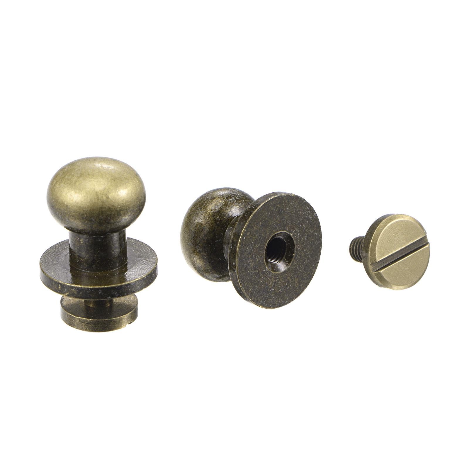 5 sets 10mm brass round button head screw rivets pin fixing, bronze tone