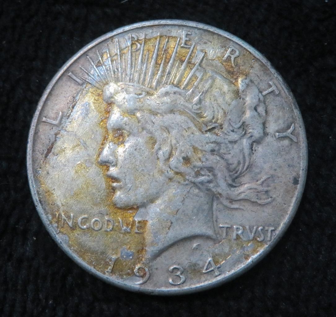 1934 Peace Dollar  * 90% Silver * Damged/Tape Residue * 6103