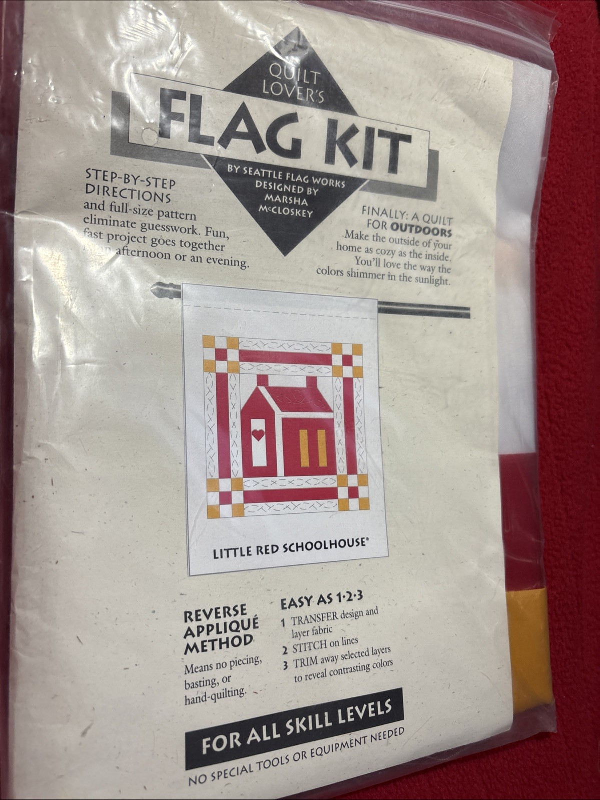 Quilt Lover's Flag Kit Little Red Schoolhouse Kit w/ Fabric Seattle Flag Works
