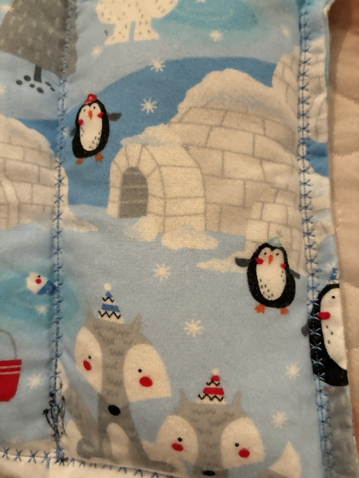 Cold & Hot Pack Reusable Fabric Therapy Pad Rectangle Blue/Beige Winter Print