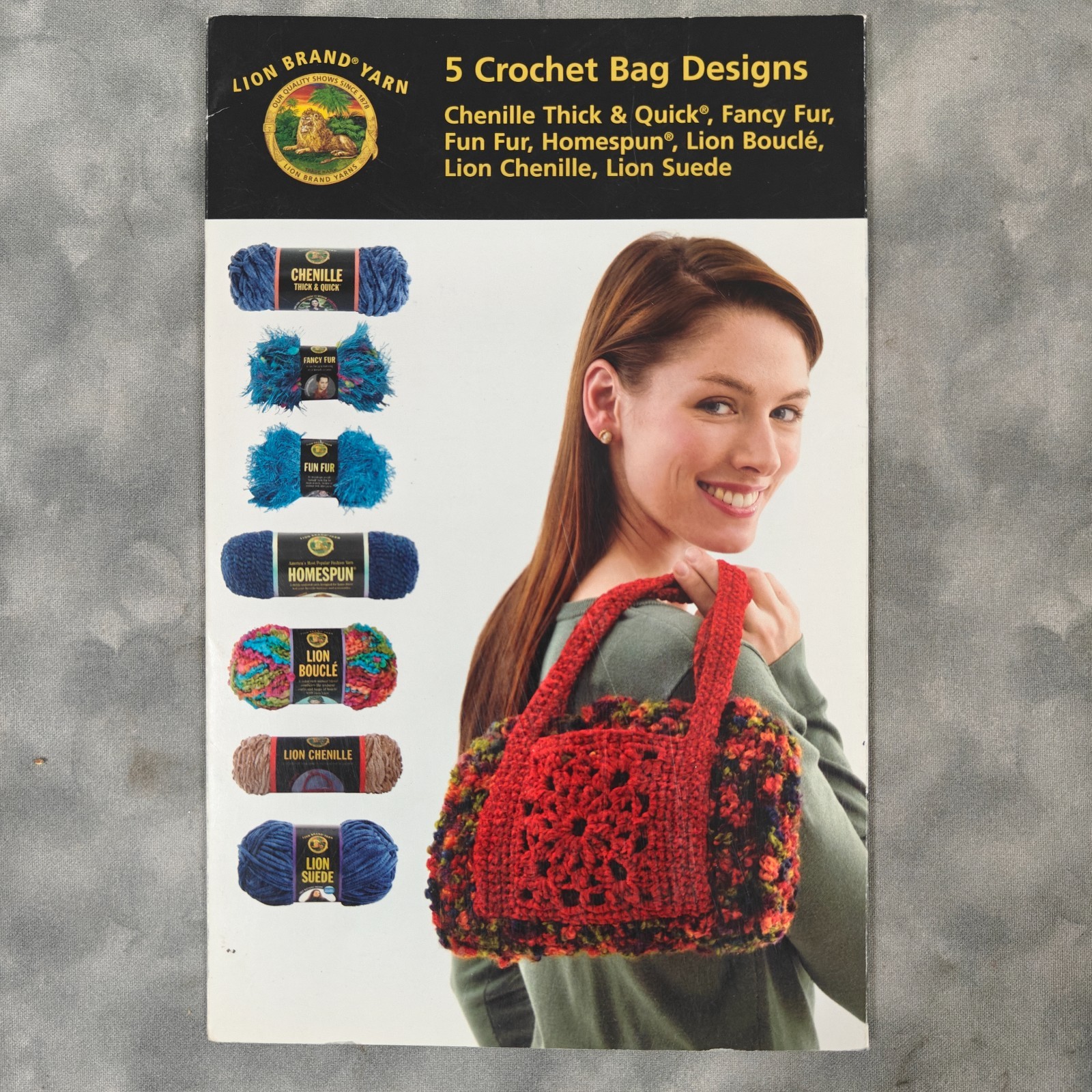 Lion Brand 5 Crochet Bag Designs Purse Pattern Leaflet 2005 Lion Suede Homespun