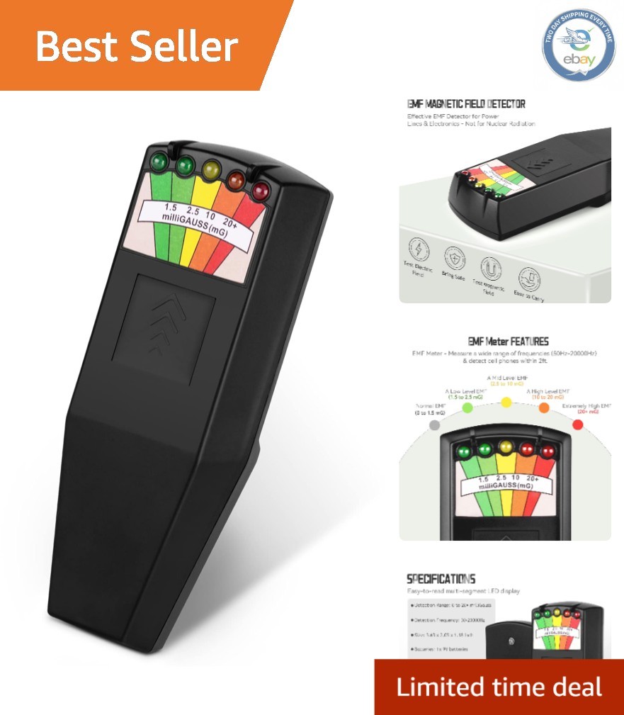 Reliable Black EMF Meter for Paranormal Investigations: 50Hz-20,000Hz Range