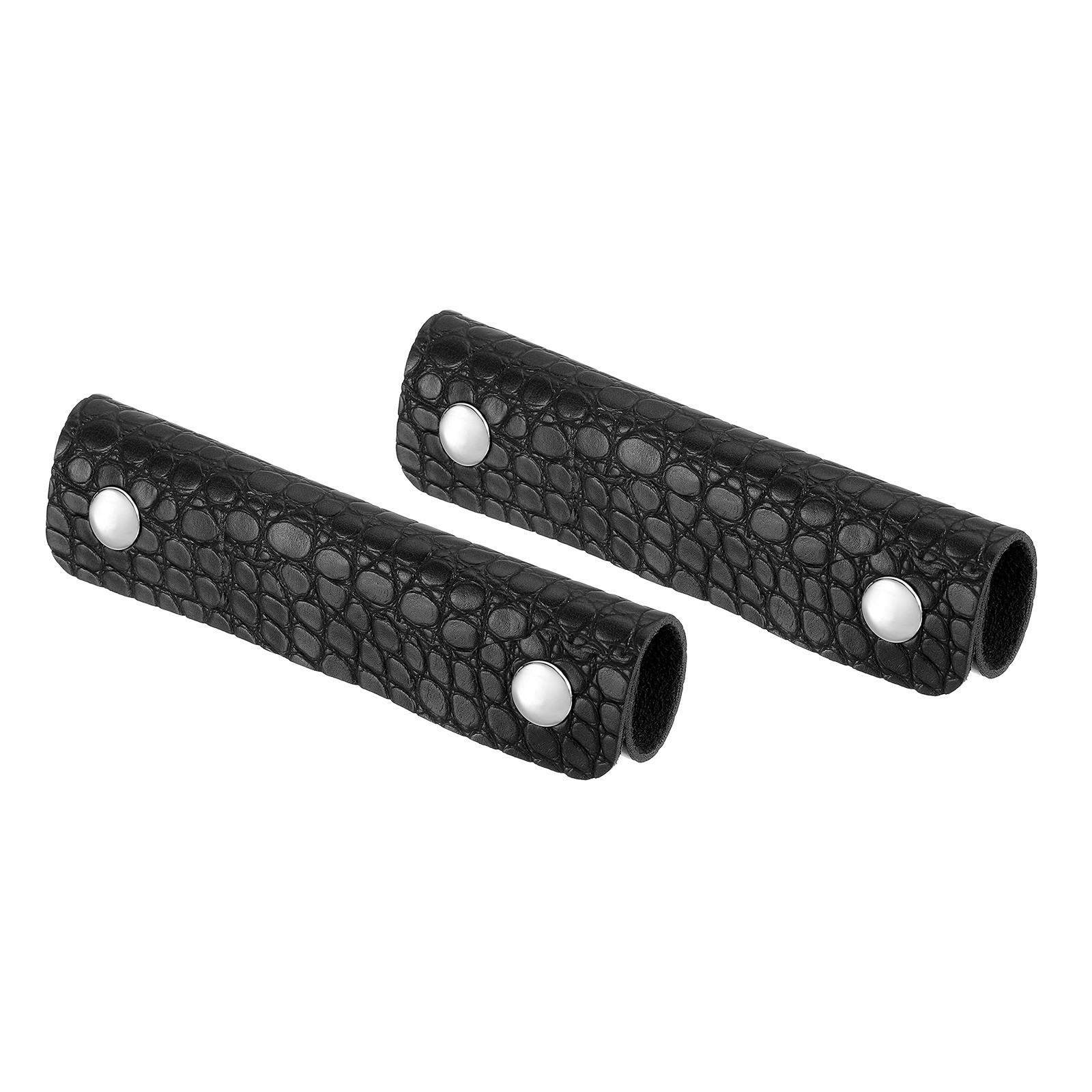 2 Pcs Bag Handle Wrap Covers, PU Leather Luggage Grip (13x10cm, Black)