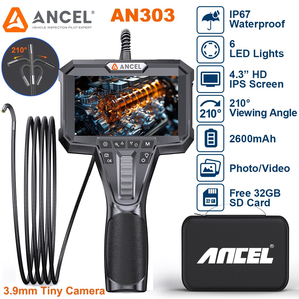 Semi-Rigid wire 3.9mm Lens Endoscope Industrial Inspection Borescope Camera