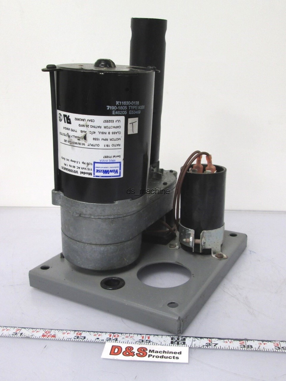 Von Weise VO1090AR76 1" Stroke Linear Actuator 20µF Capacitor Run 115VAC