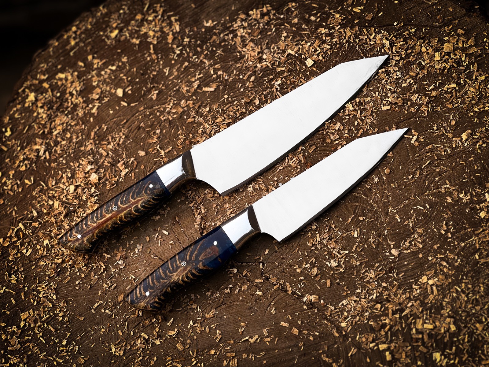 2 pcs BLACK BEAR CUSTOM HANDMADE STAINLESS STEEL HUNTING KITCHEN CHEF KNIVES |52