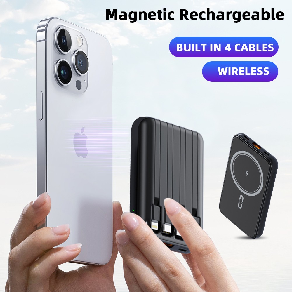 30000mah Portatil Magnetico Cargador 3Bateria 4 Cables Para Celular IPhone 17-12
