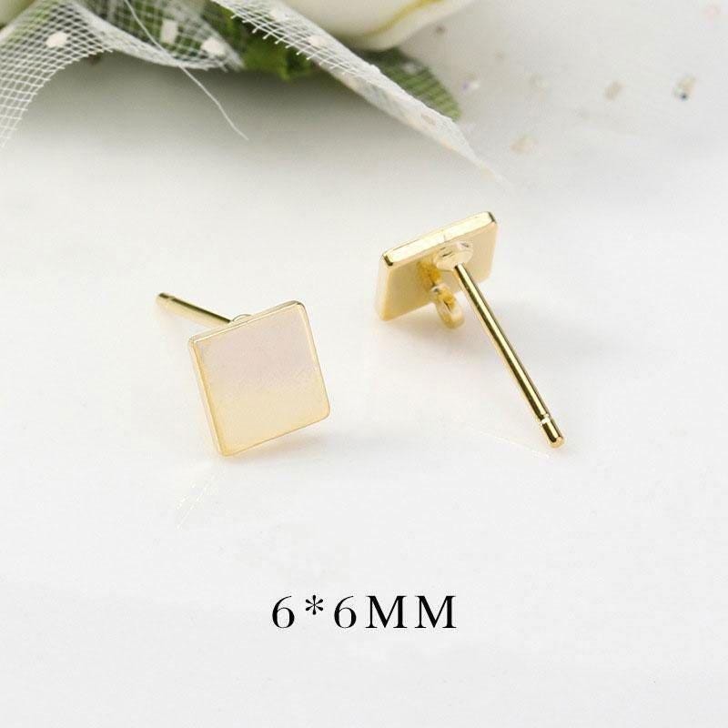 2Pairs 18K Gold Plated Stud Geometric Earrings Connector Component GM509