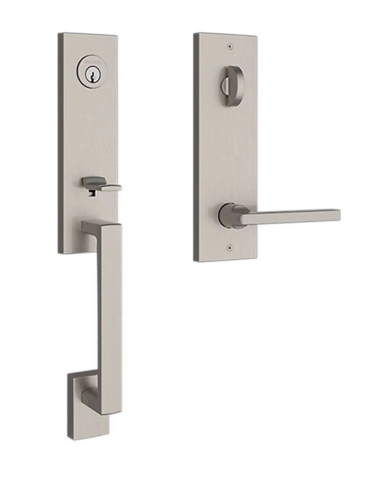 Baldwin EE.SEAXSQU.R.CQE.150 Seattle Satin Nickel Handleset X Square Lever