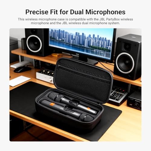 Wireless Microphone Case Compatible with JBL PartyBox Dual Mic Small Black