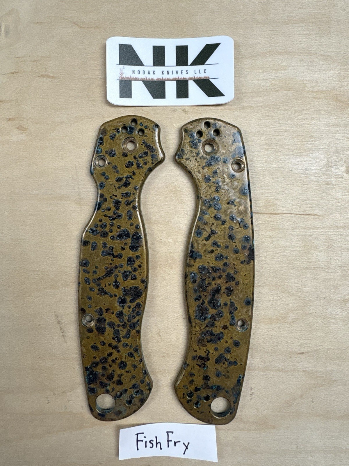 Nodak Custom “Fish Fry” Shipwreck Bronze Spyderco PM2 Handle Scales