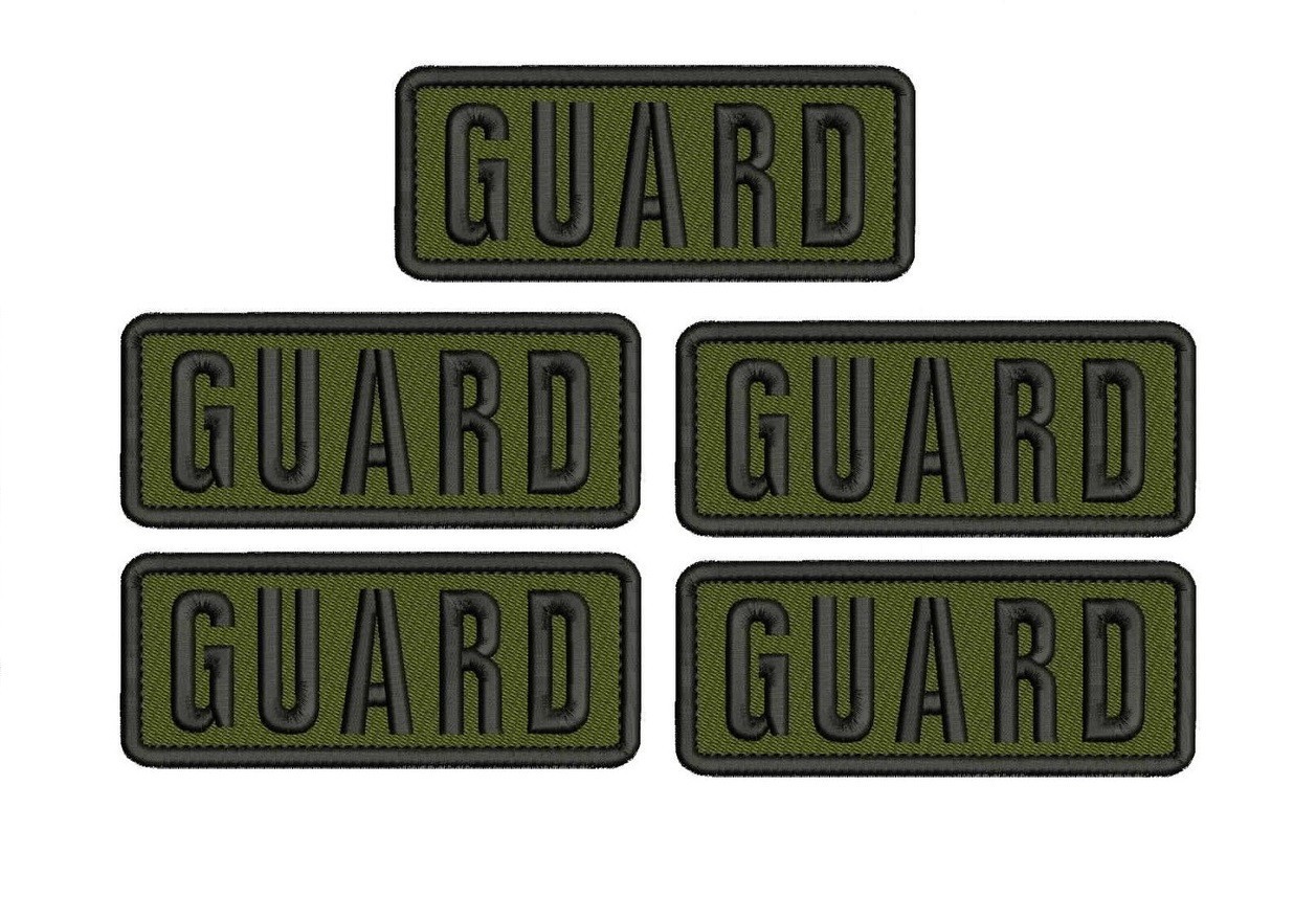 GUARD 5 EMBROIDERY PATCH 2X5 HOOK and loop  ON BACK OD GREEN/BLK