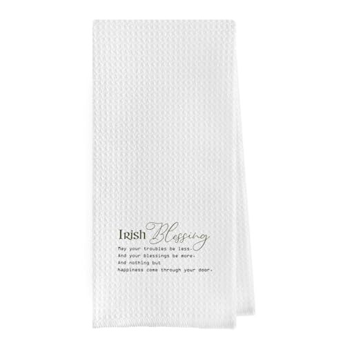 Irish Blessing Dish Towel - Irish Gifts Decortive Waffle Weave Irish Blessing1