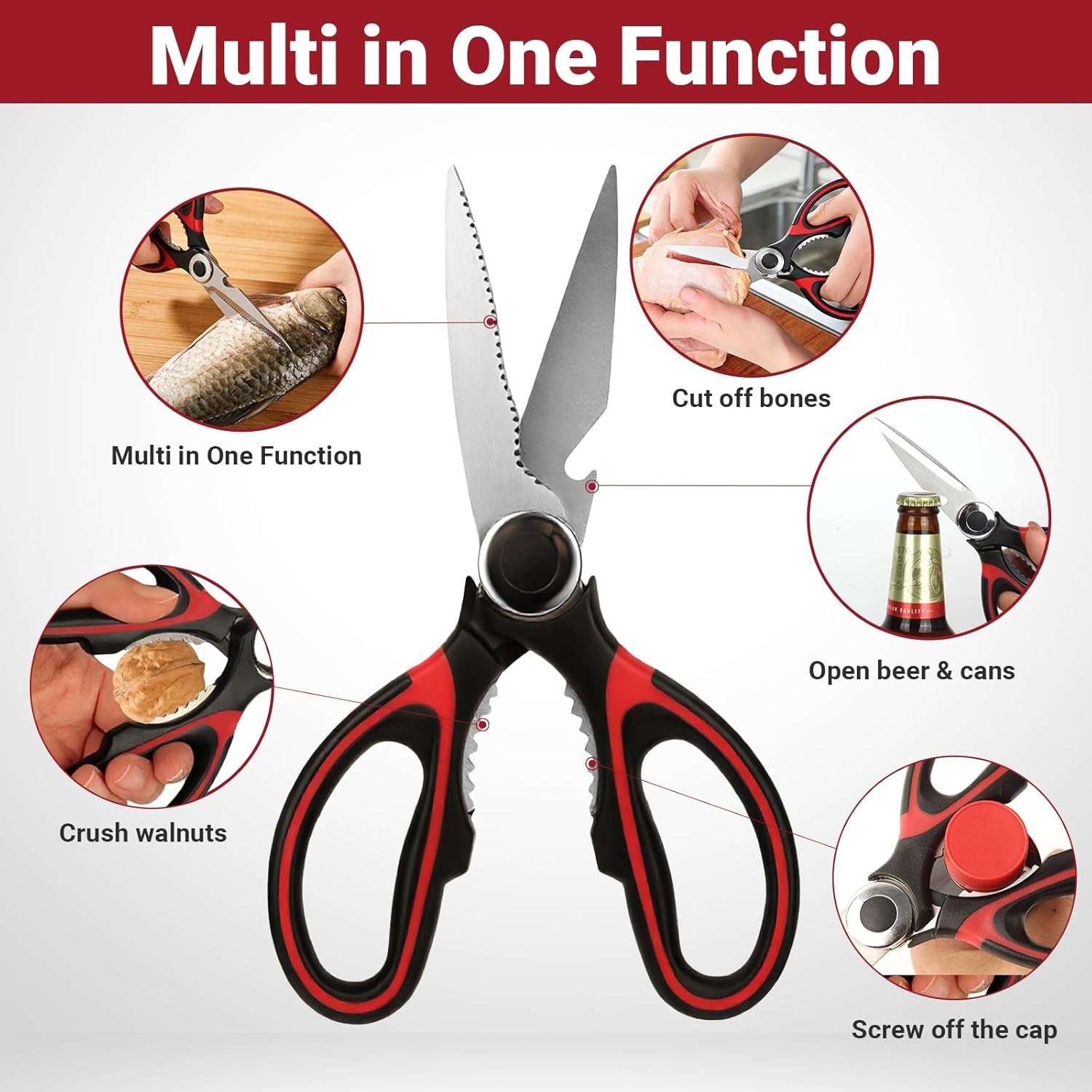 Professional Grade Kitchen Shears & Seafood Scissors - Sharp & Durable Set of 2