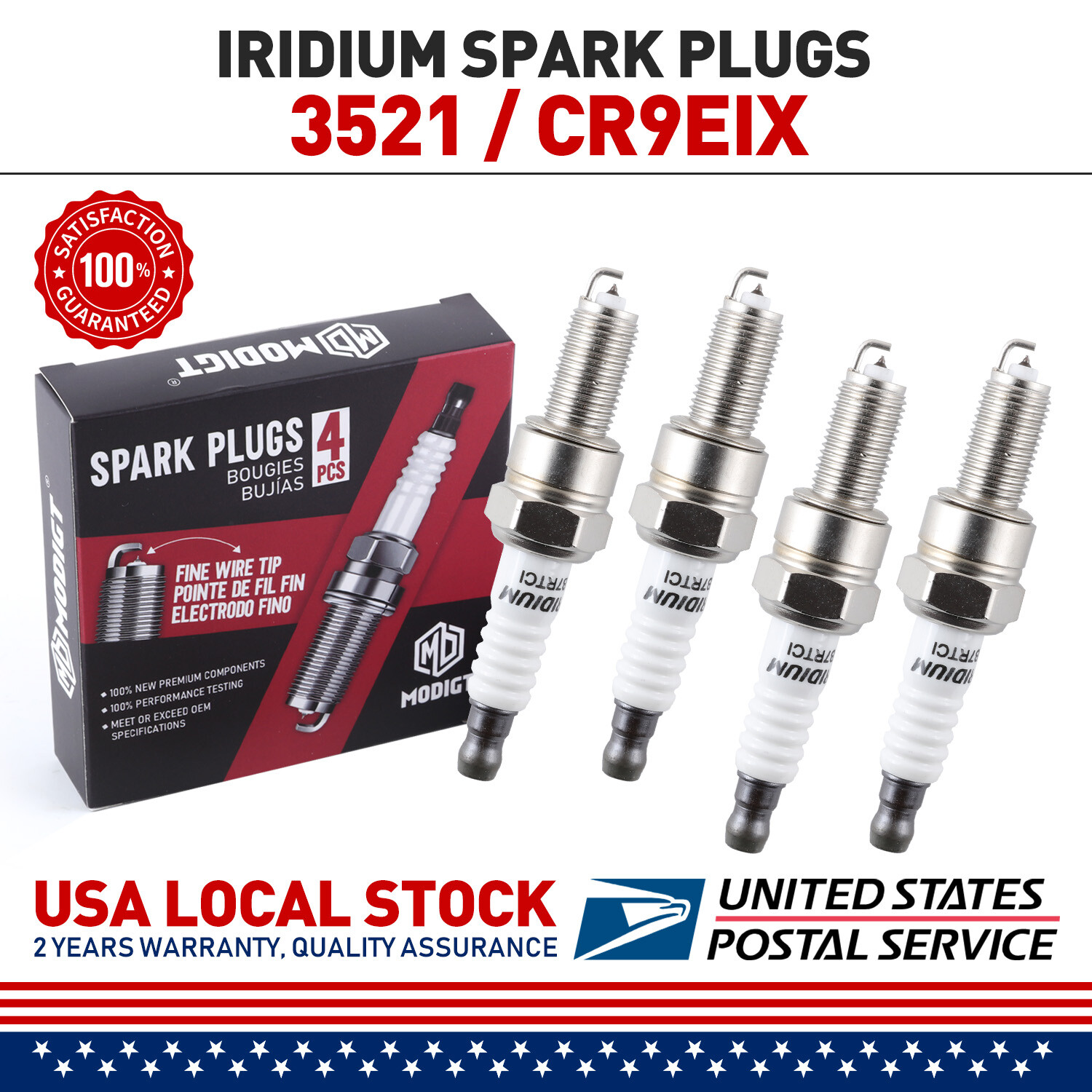 4X Iridium Spark Plugs For 2004-2013 Honda CBR1000RR CBR600RR Interceptor 800