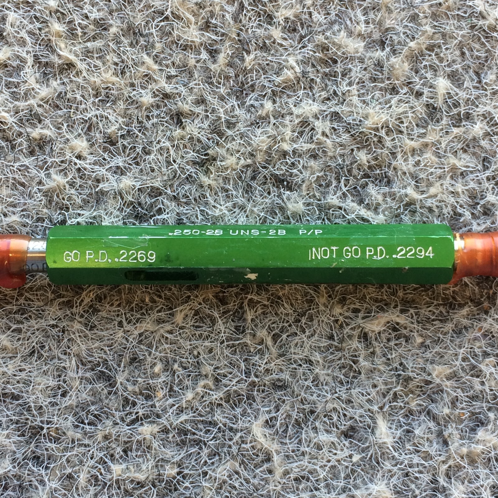 1/4 28 UNS 2B THREAD PLUG GAGE GO .2269 / NO GO .2294