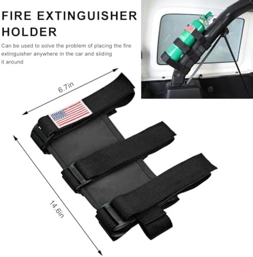 Fire Extinguisher Holder, Roll Bar Adjustable Extinguisher Strap Brackets wit...