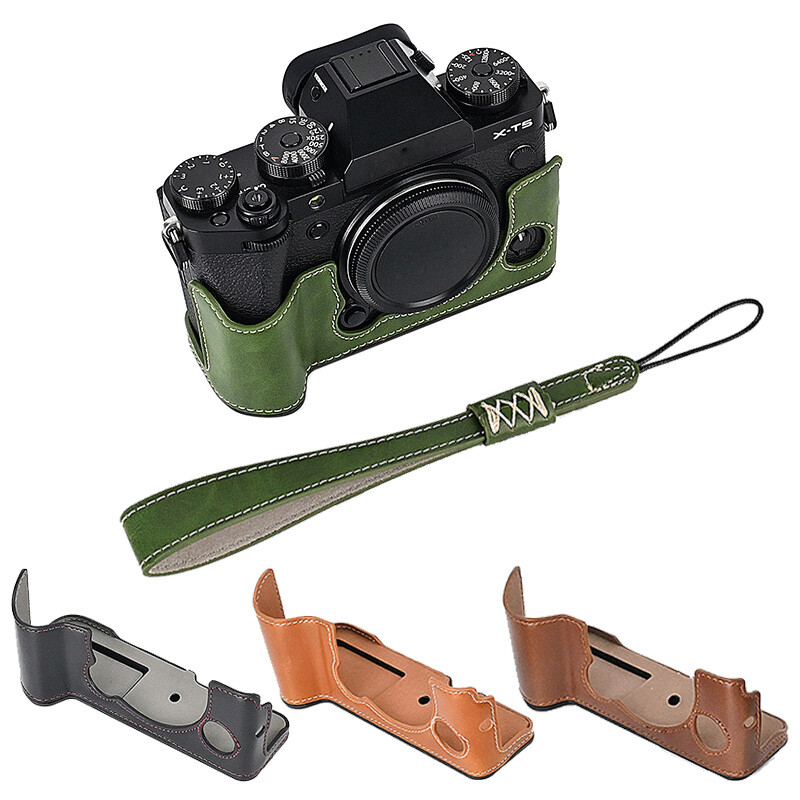 Leather Half Case for FUJI X-T5 FUJIFILM XT5 Grip With Strap