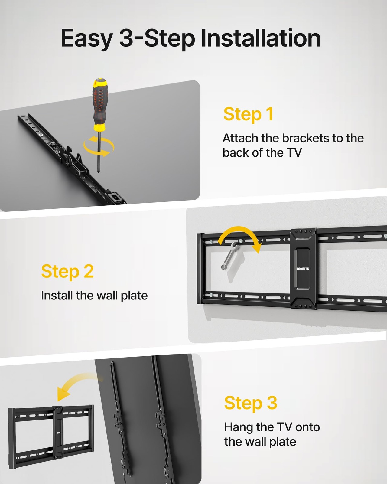 Heavy Duty Fixed TV Wall Mount for 43–100 Inch TVs up to 200 lbs, 1.2" Ultra ...