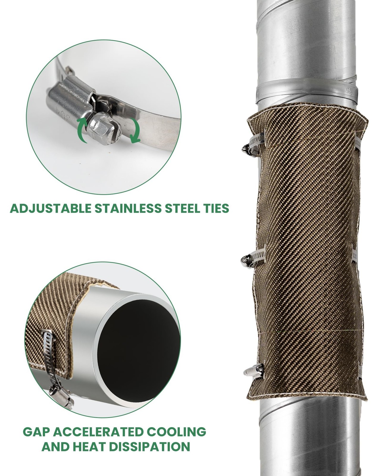 Titanium Pipe Shield with Gloves, Exhaust Heat Shield 12" x 6", 2 L... Fast Ship