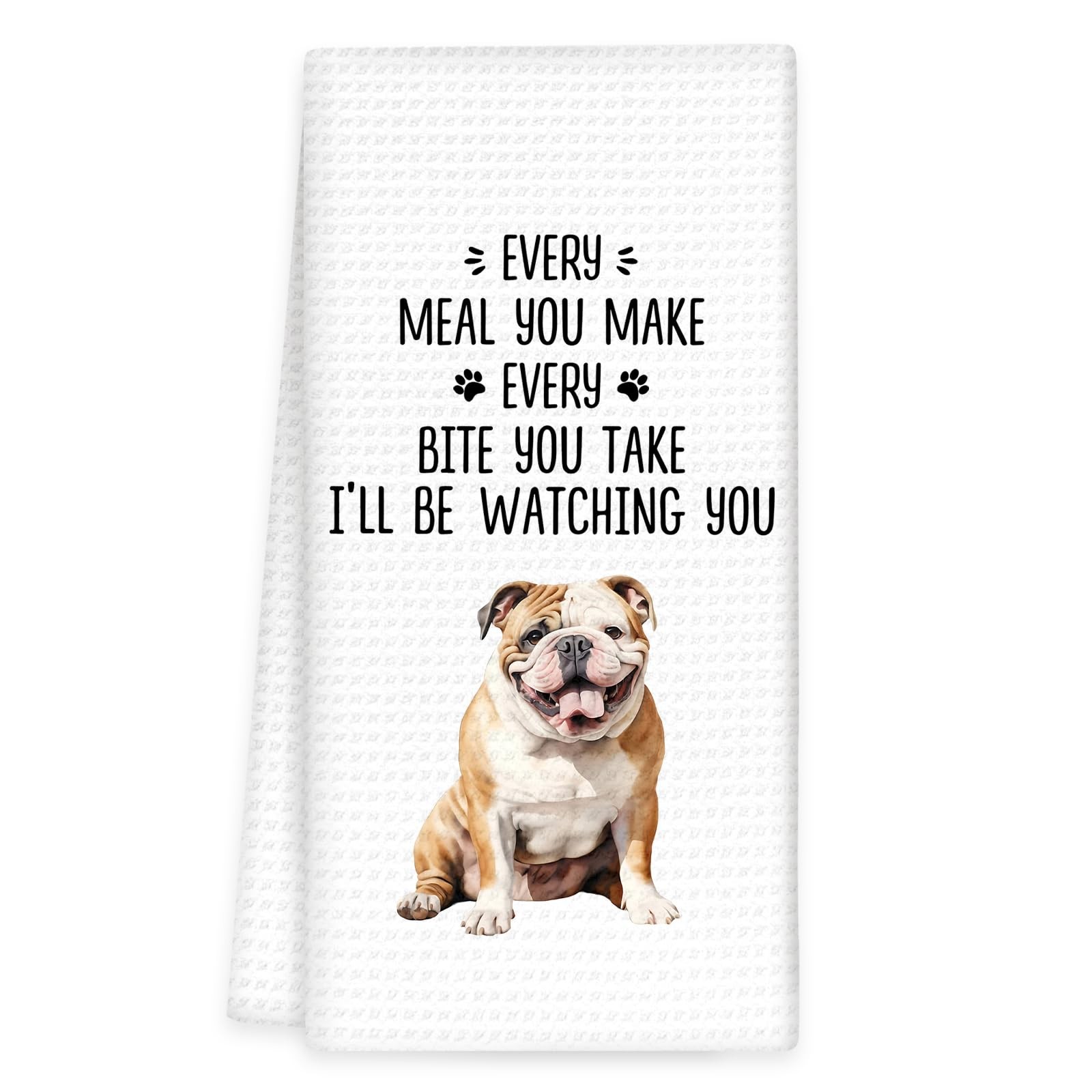 English Bulldog Kitchen Towel 16x24 Inch Funny Every Meal Hand Dish Tea