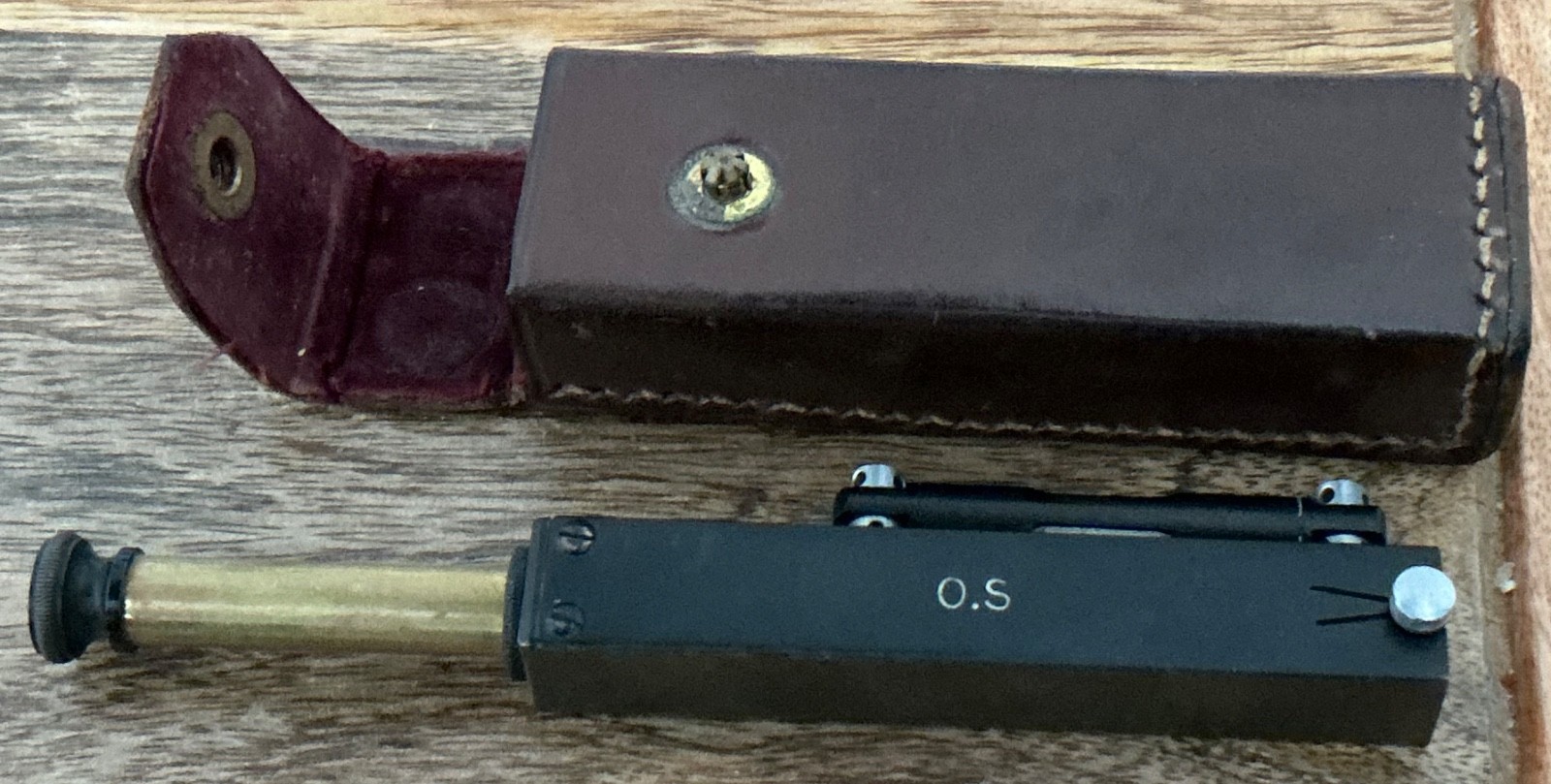 Vintage R.S.A. LTD Optical Hand Level Surveying Pocket Tool Stamped O.S. W/ Case