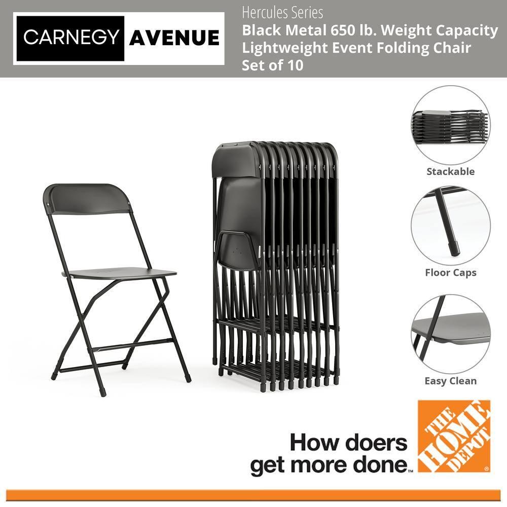 Hercules Series Black Metal 650 Lb. Weight Capacity Lightweight Event Folding Of