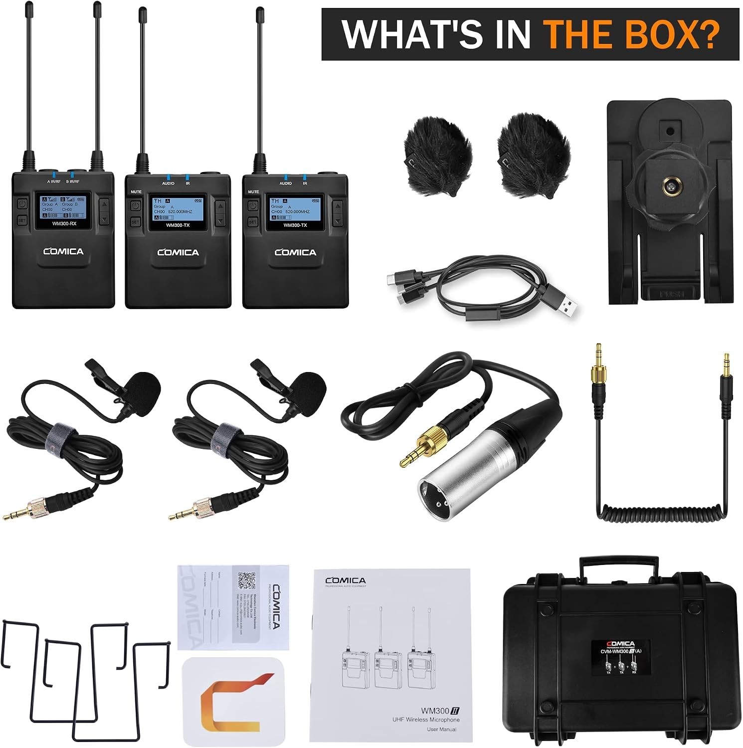 Lavalier Microphone Kit (Li-Ion) with Two Transmitters - Comica