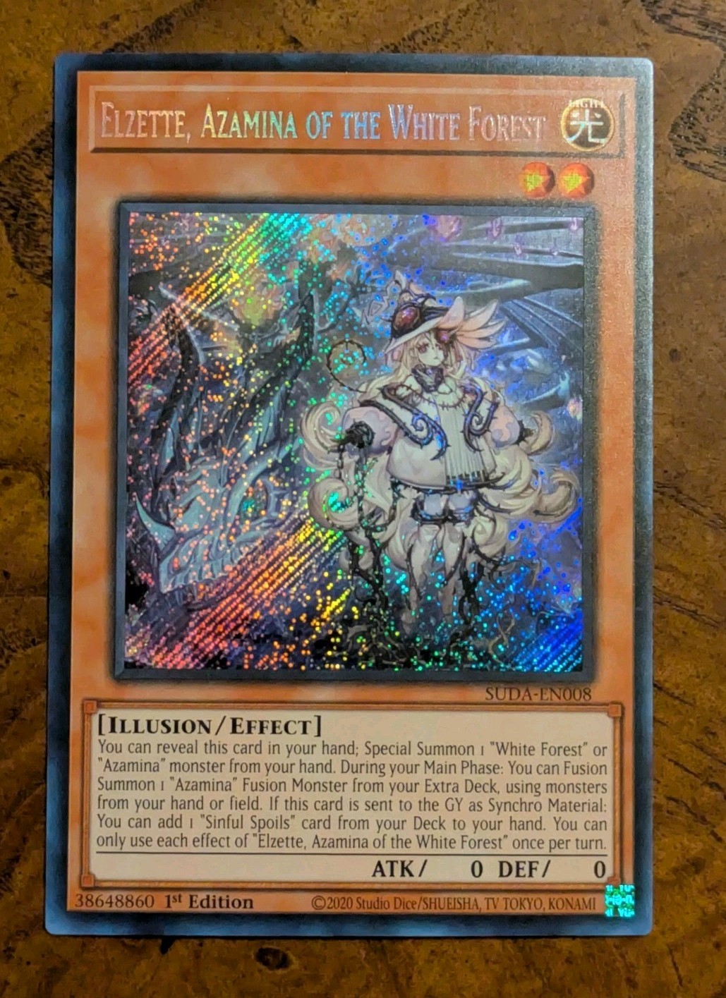 Elzette, Azamina Of The White Forest Secret Rare 1st Ed NM SUDA-EN008 Yu-Gi-Oh!