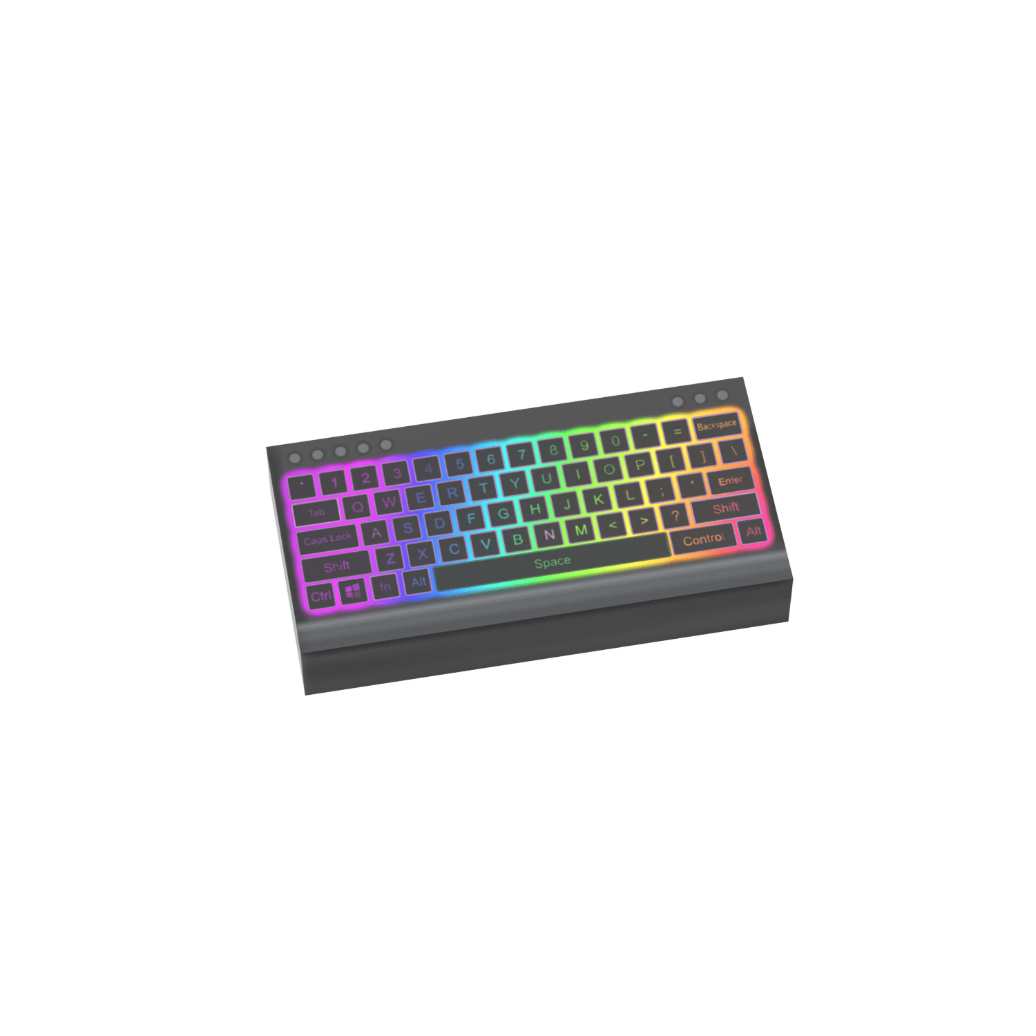 Rainbow Keyboard Pattern 1x2 Tile - Desktop Computer - Minifig Scale Toy Custom
