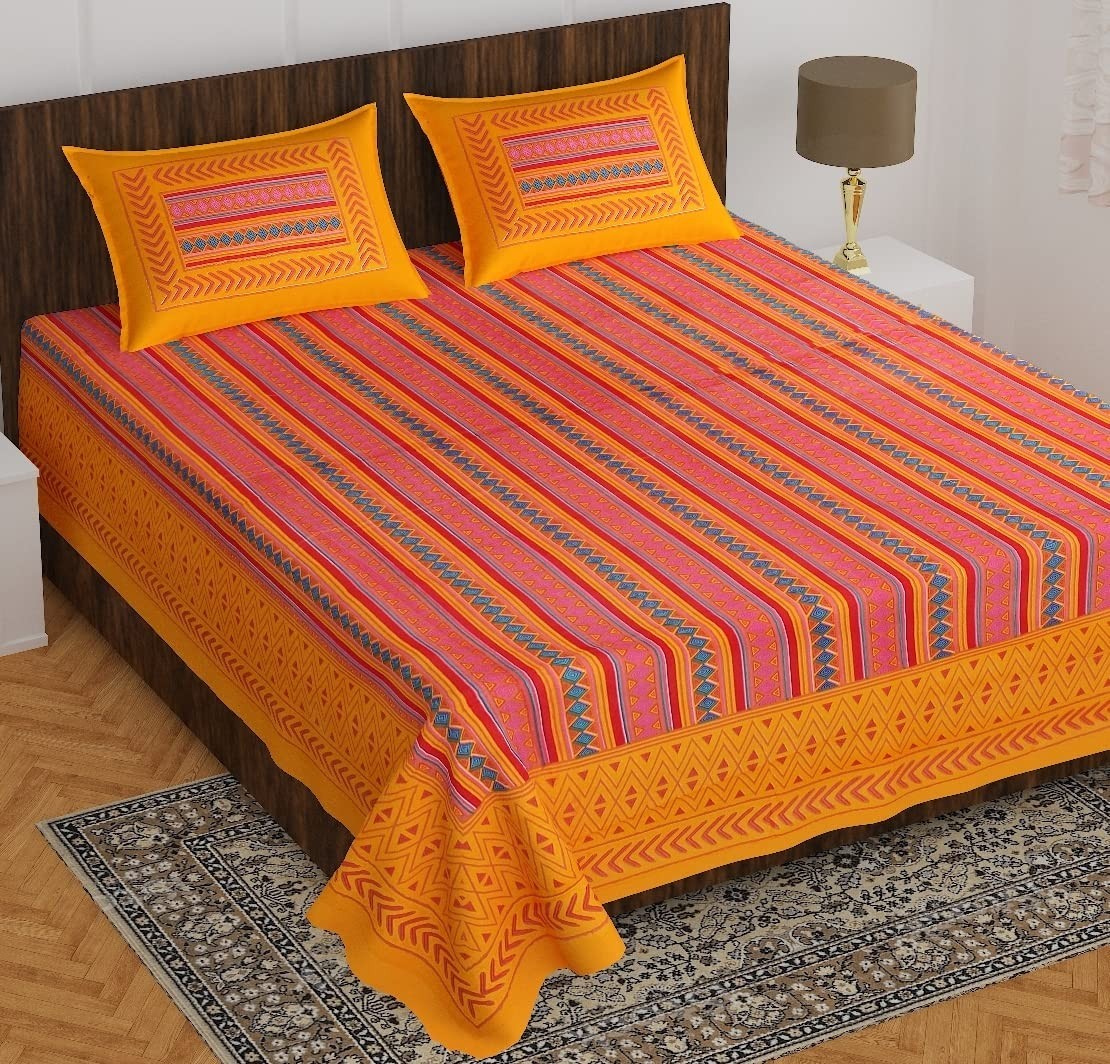 Jaipuri Traditional Fashion Double Bed Bedsheet with 2 Pillow Covers IB 177
