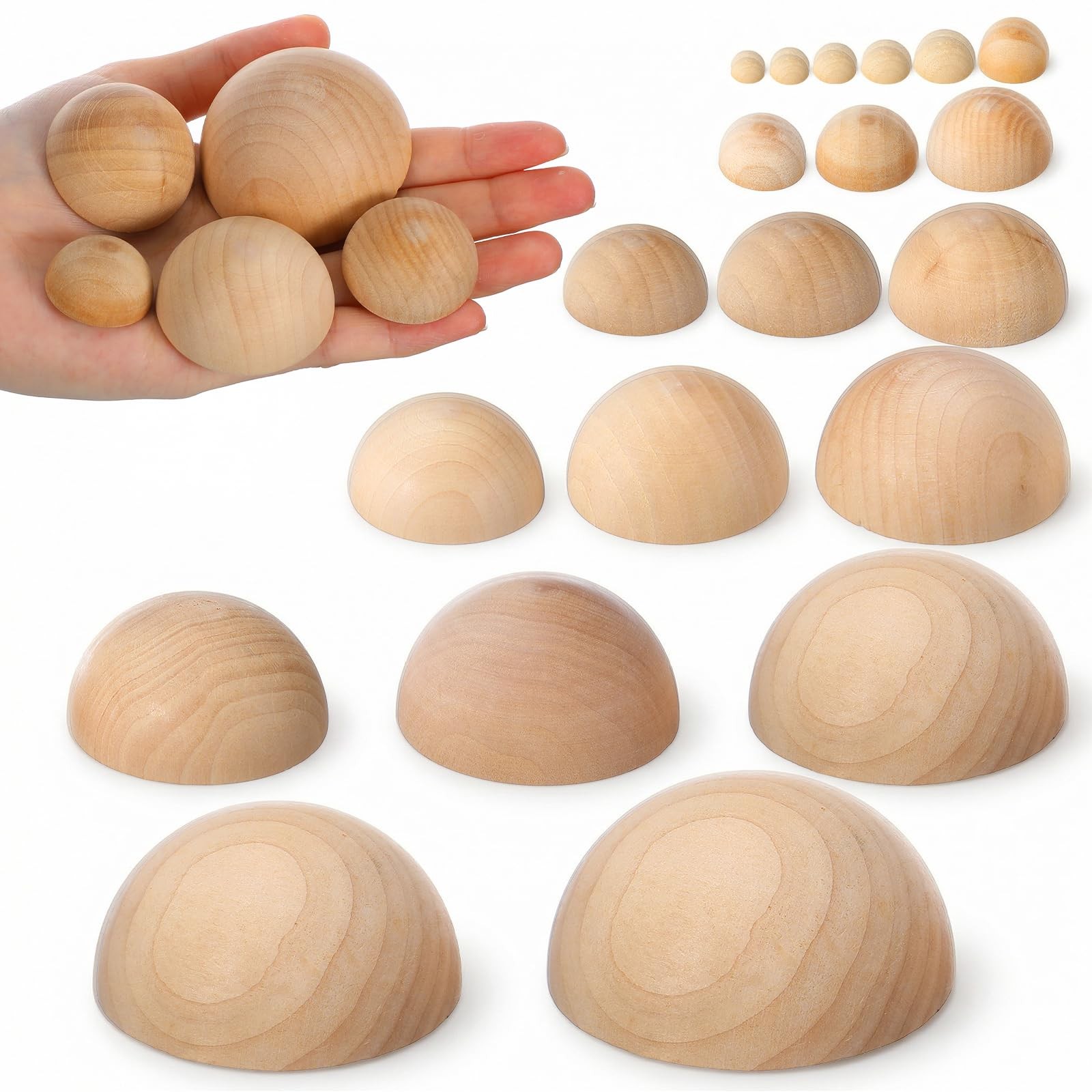 Oqqlin 20 Pcs 20 Sizes Half Round Pottery Tools Set, Wooden Ceramic Top Forms...