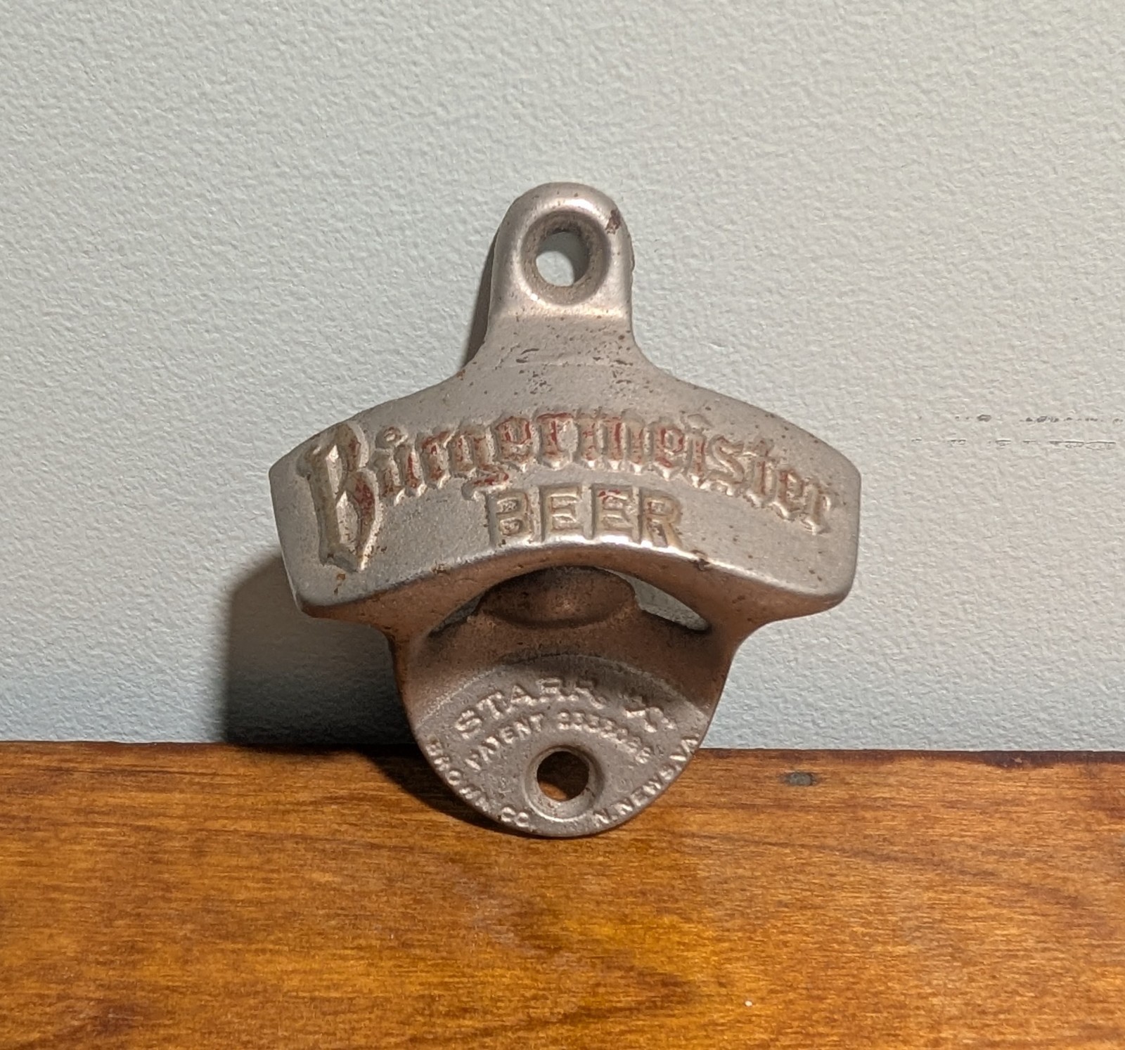 Antique Metal Burgermeister Beer Bottle Cap Opener Wall Mount (Made In USA)