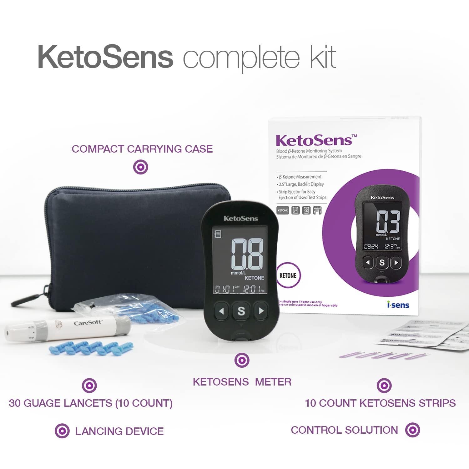 Blood Ketone Monitoring Starter Kit: Ideal for Keto Diet with App. Includes 1...
