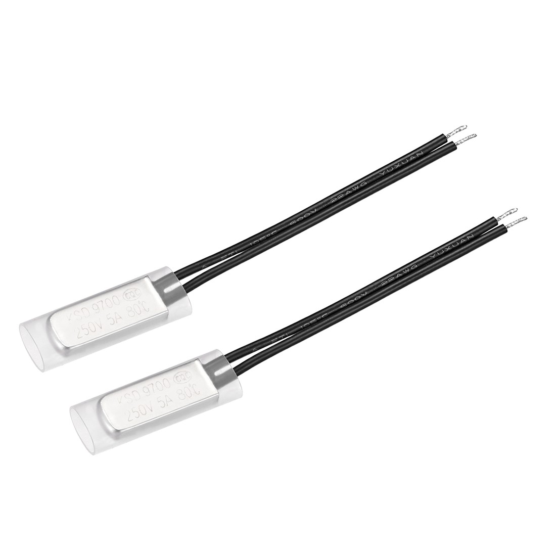 2 x KSD9700 Thermostat, 80℃ N.C 5A Metal Bimetal Temperature Control Switch