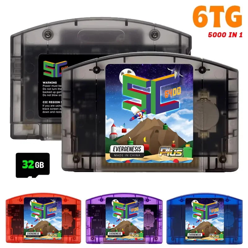 EVERGENESIS 64 Open Source N64 5000 in 1 Game Cartridge for Nintendo 64 Game Car