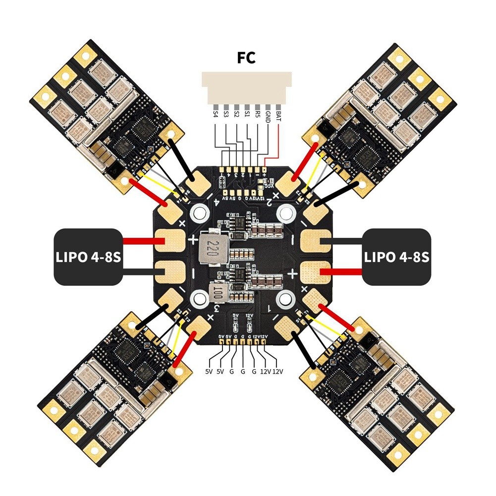PDB400A 4-12S 400A PDB Distribution Board 400A Current Sensor 4-12S 30.5mm7791