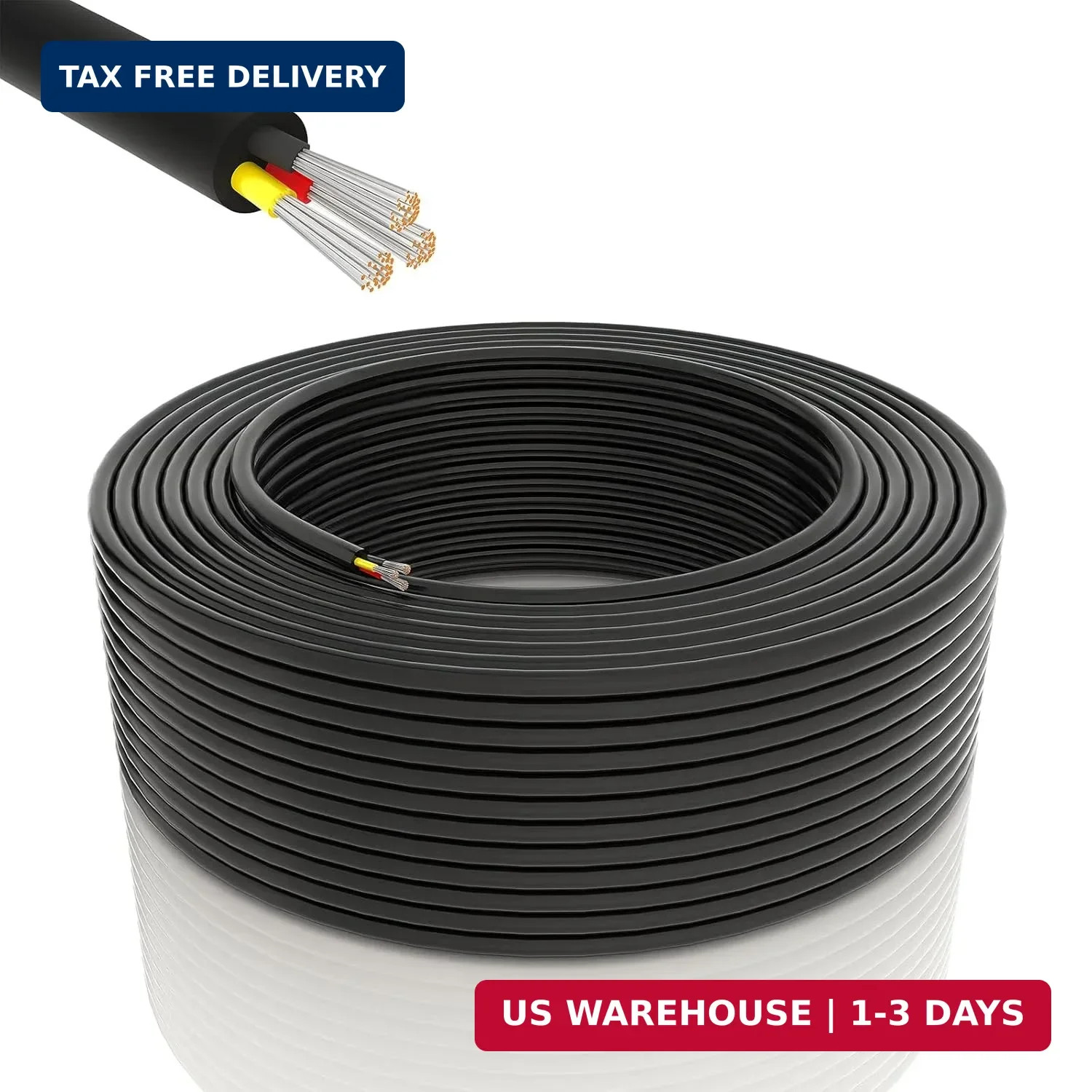 18 Gauge Electrical Wire 3 Conductor, UL Certification, 100FT 18/3 Tinned Copper