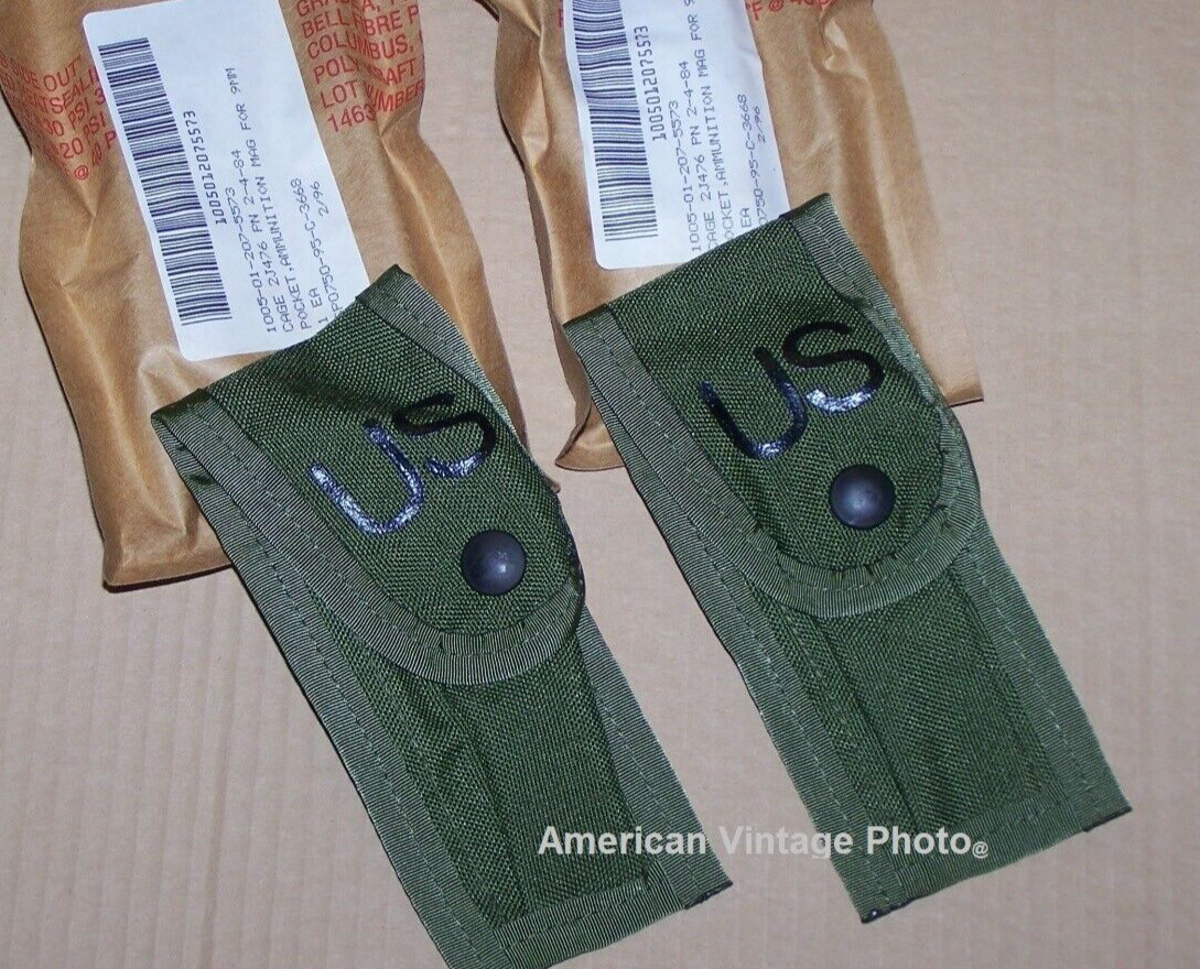 2 Military USGI 9MM & .45 Cal Pistol Magazine Ammo Pouch Multitool Case ALICE