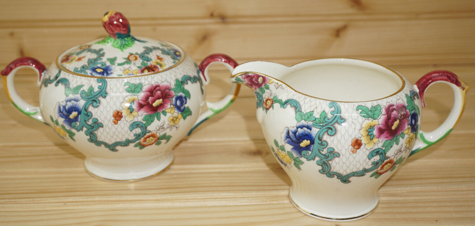 Royal Caldon Victoria Creamer & Sugar Bowl SET  (S52)