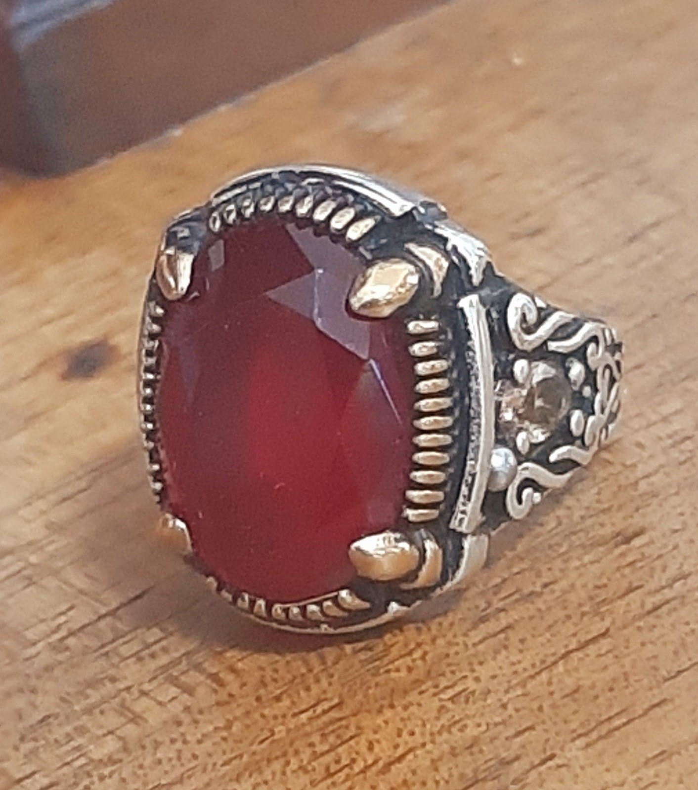 925 SILVER RING Men Solitaire Spinel Ring Sterling Man $