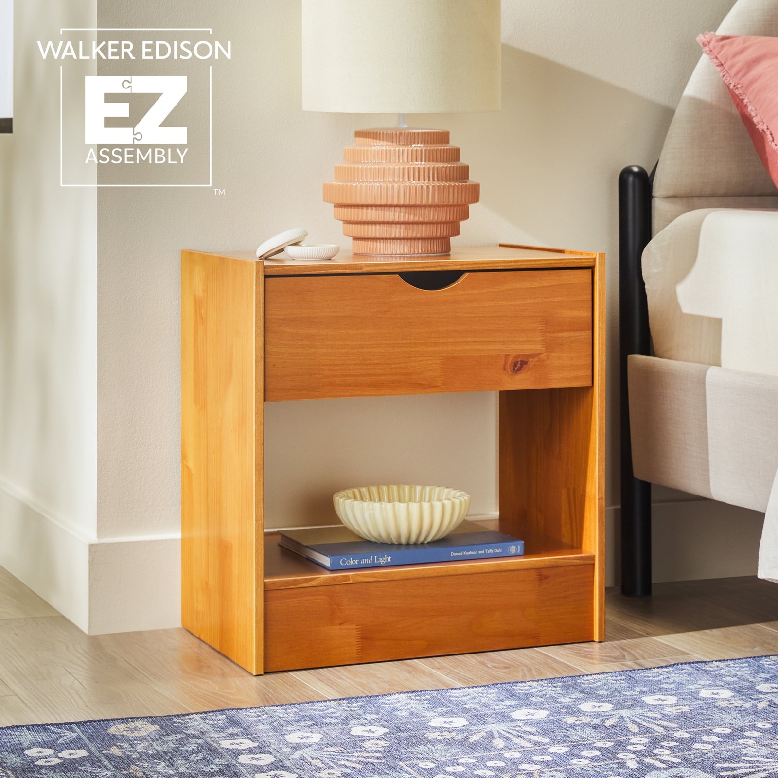 Declan 1 Drawer Nightstand Caramel Brown