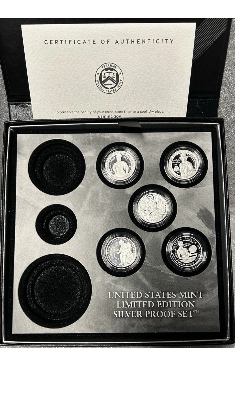 2025 S Limited Edition Silver Proof Set Box & COA (no $1 Eagle, 50C ,10C Dime) %