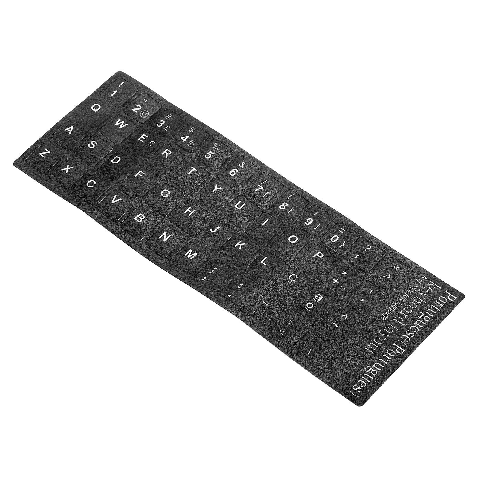 Portuguese Keyboard Stickers 2Pcs Computer, Black Background White Lettering